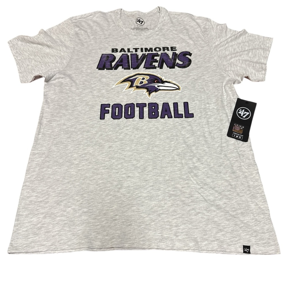 Men's '47 Heathered Gray Baltimore Ravens Dozer Franklin Lightweight T-Shirt XL